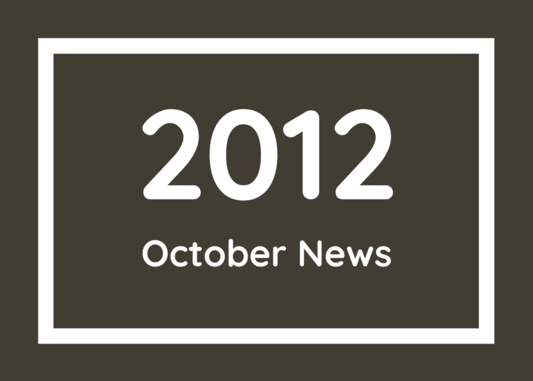 News For– October 2012 Meeting Upcoming