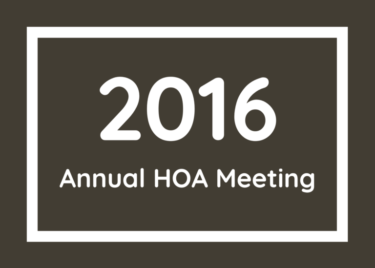 HOA Annual Meeting and 2016 Budget