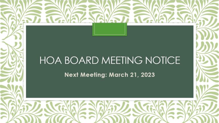 HOA Board Meeting Announcement