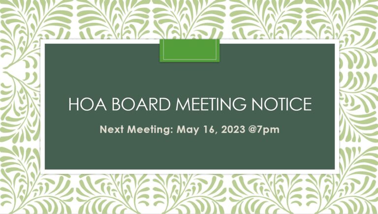 HOA Board Meeting Announcement