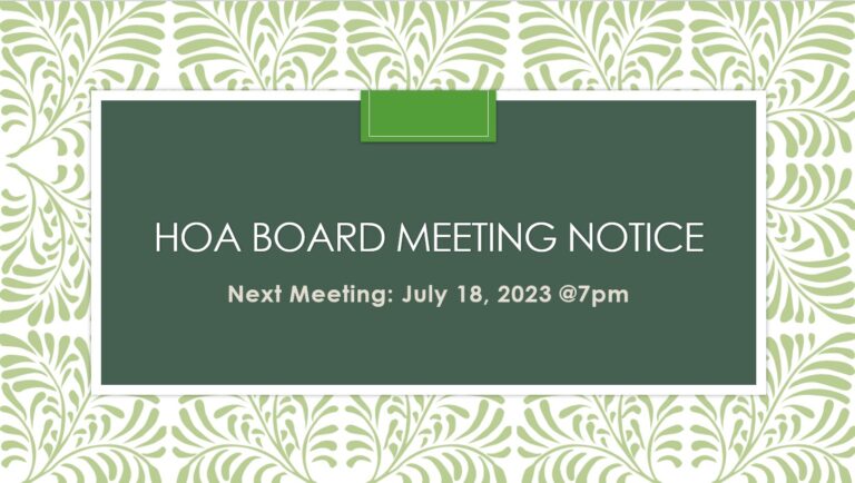 HOA Board Meeting Announcement