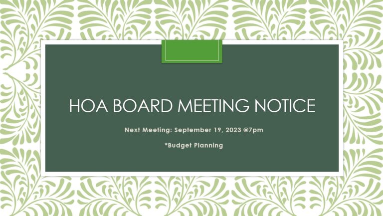 HOA Board Meeting Announcement