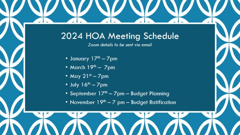 HOA 2024 Board Meeting Schedule