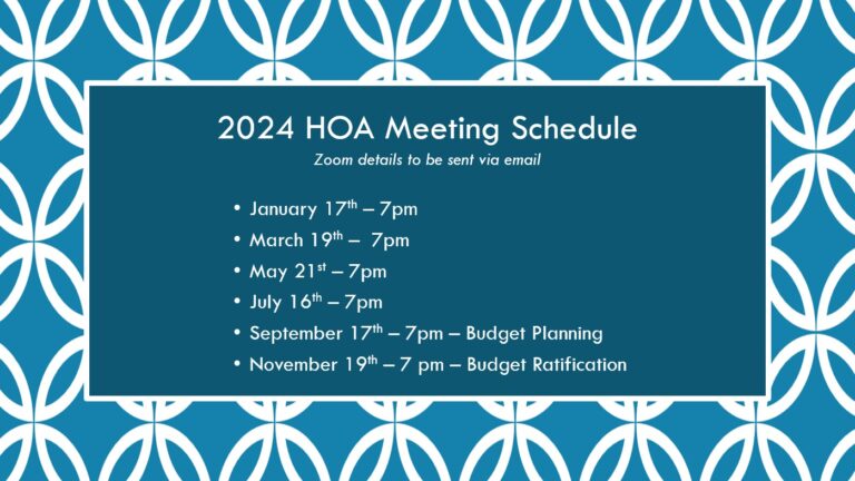 HOA 2024 Board Meeting Schedule